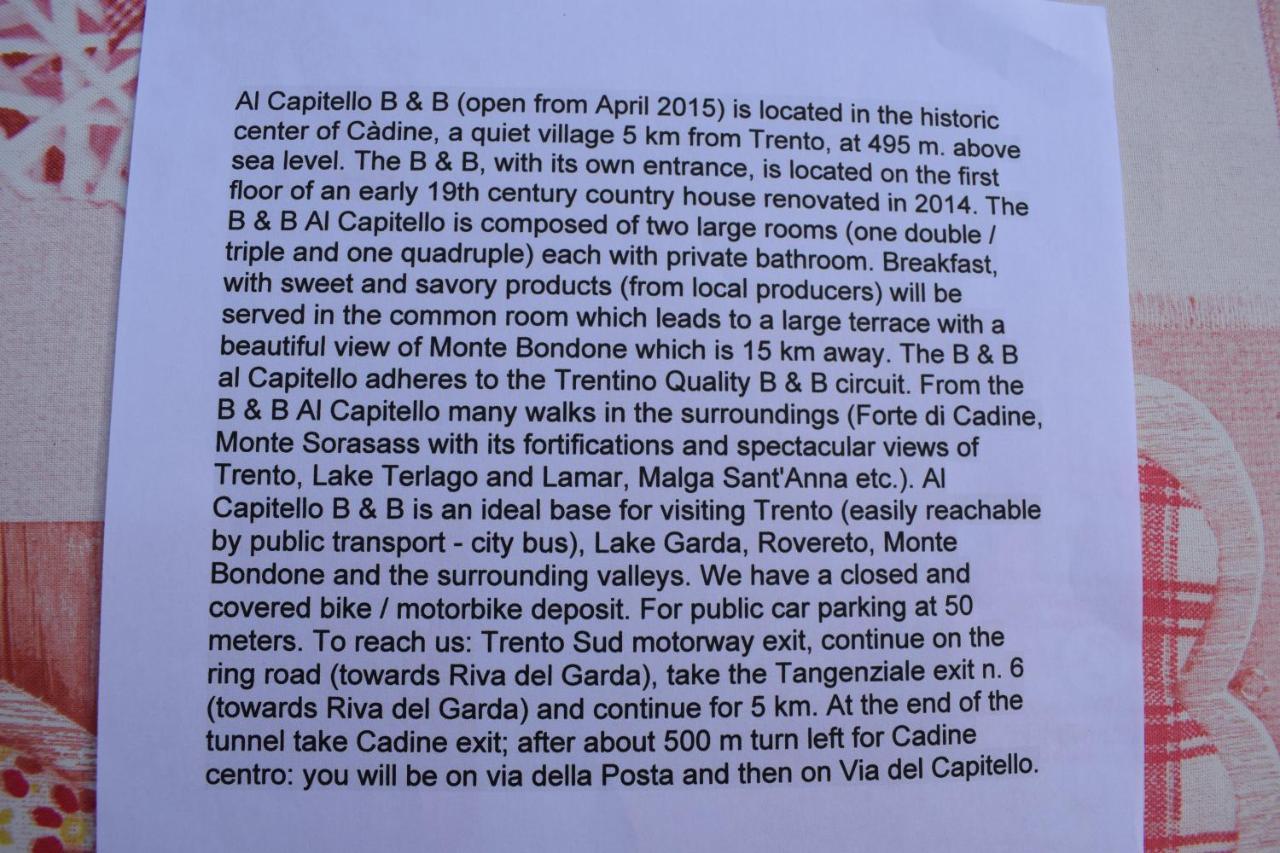B&B Al Capitello Trente Extérieur photo